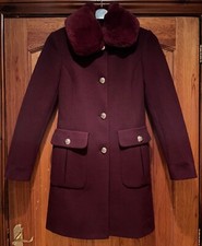 Lipsy Berry Faux Fur Collar Smart Princess Coat Size 6