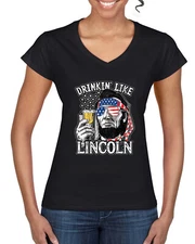 Drinkin' Like Lincoln Drinking Women Standard V-Neck Tee