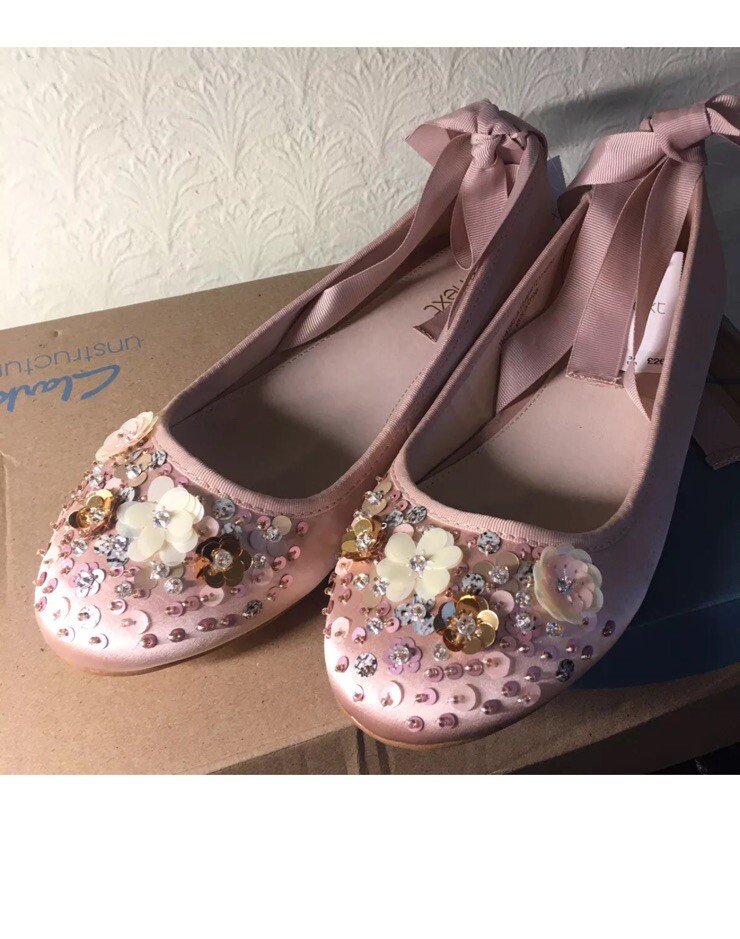 NEXT Girls Ballet Pumps Dolly Flat Occasion Shoes silky peach UK