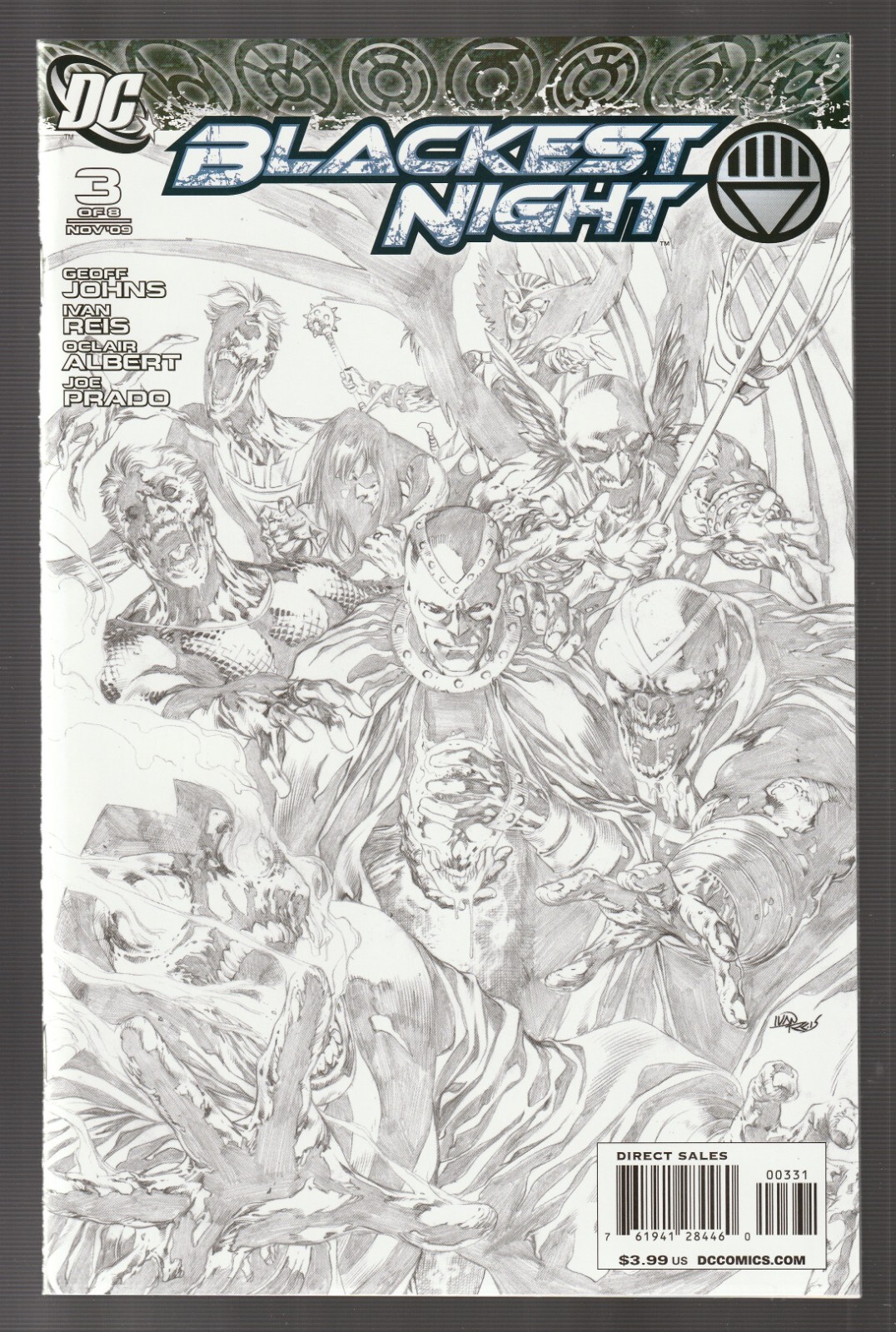 Blackest Night #3 Ivan Reis Sketch 1:100 Variant Cover 2009 DC NM | eBay