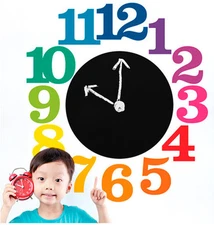 Wallies TEACHING TIME CHALKBOARD CLOCK wall stickers 13 decals classroom school