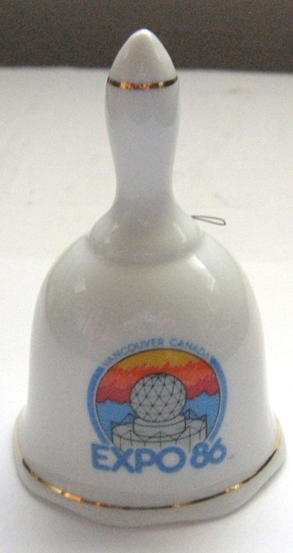 Expo 86 Porcelain Bell Vancouver Canada Made in Taiwan 3" Official Souvenir 