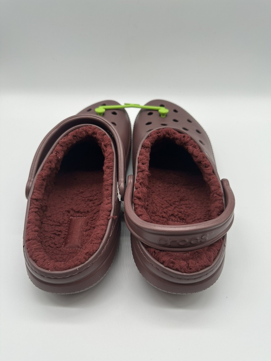 Size 11 Men’s/12.5 Women’s Crocs Classic Lined Clog Burgundy Crocs Unisex Maroon Cozy Soft Classic Fleece Lined Cushion  main image 3
