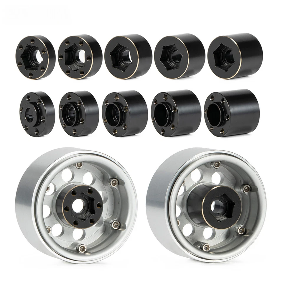 Buje hexagonal de rueda de 12 mm con pesos de latón 4 piezas para llantas de rueda de 1/10 RC Crawler de 1,9" 2,2" Foto 2 de 4