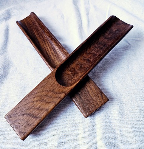 Dansk 10" Tulip Salad Bowl Staved Teak Wood Serving Paddles Set MCM Danish JHQ - Picture 13 of 17