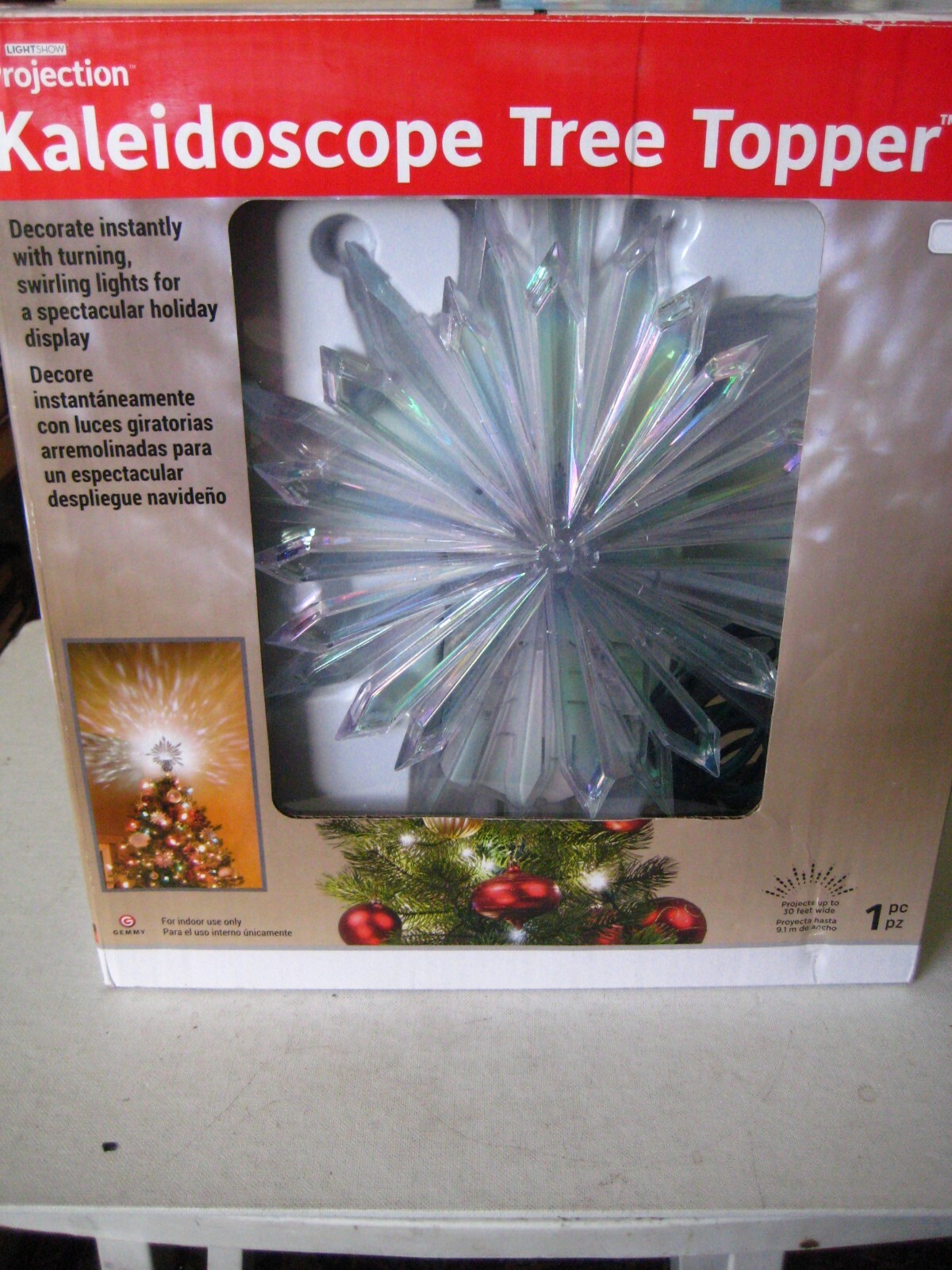 Gemmy Kaleidoscope Tree Topper (White) LightShow Lighted LEDs
