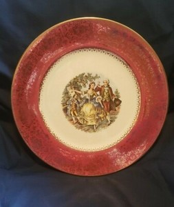 Imperial Service Plate - Salem China Co. 23 Karat Gold (Red)