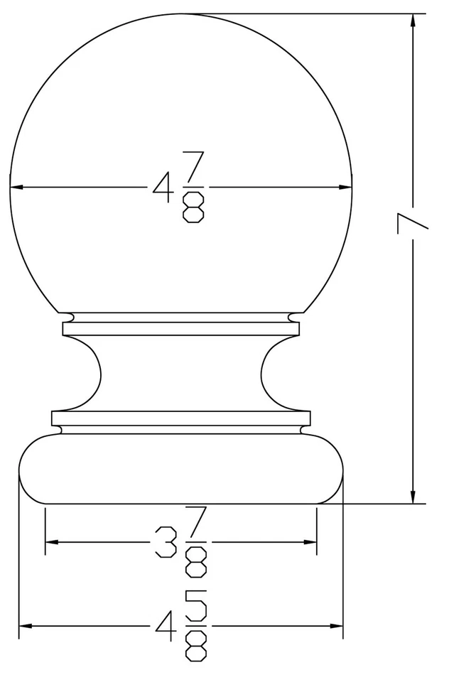 Acabado de bola Kline grande 7 pulgadas de alto x 4 7/8 pulgadas de ancho Foto 3 de 3