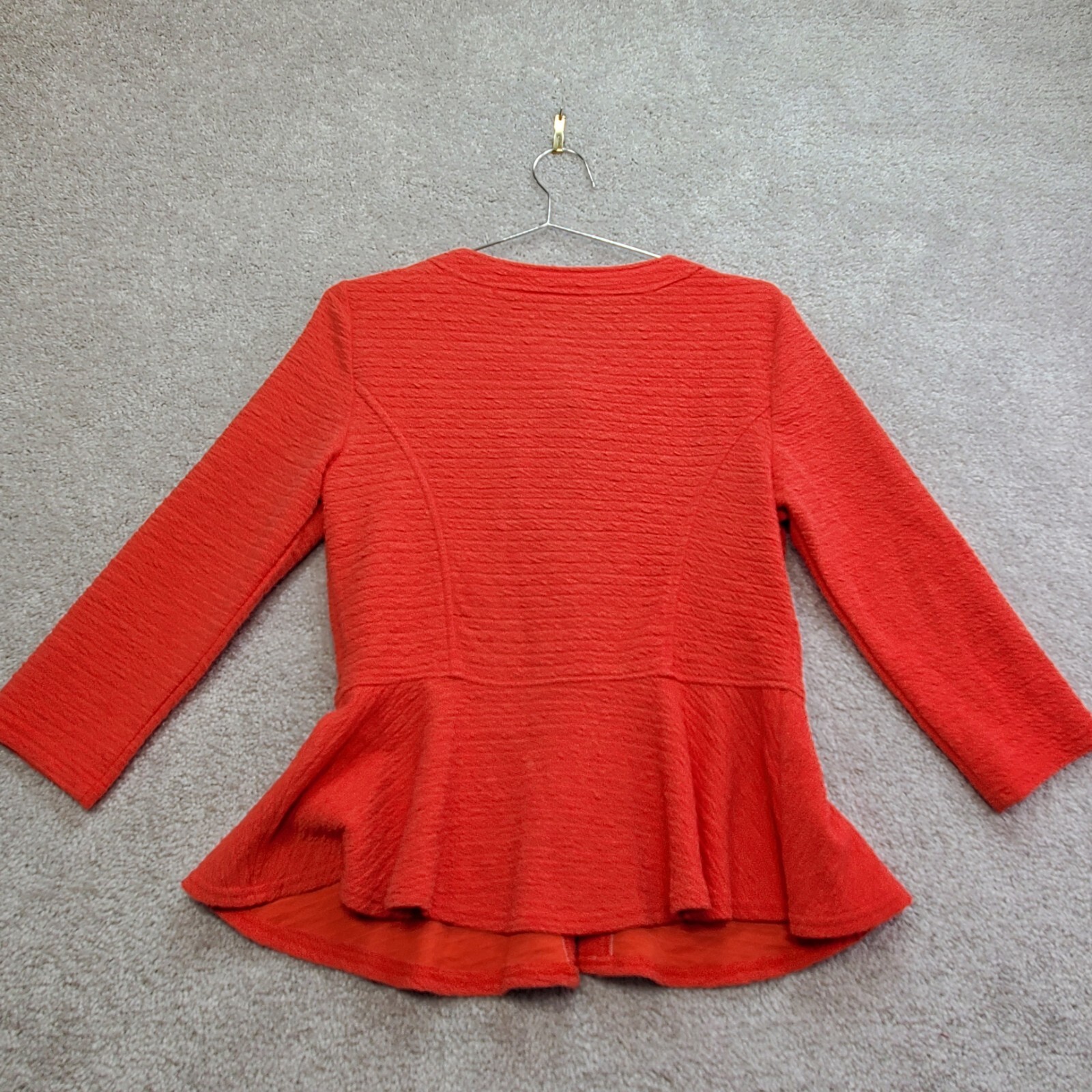 Spense Top Women's Medium  Coral Orange Stretch Peplum Hem Casual Office Party