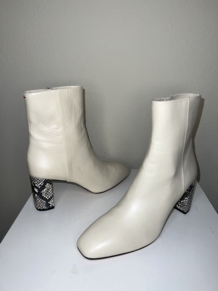 425 Aeyde Lulu 75 Off White Snake Skin Leather Ankle Boots In Napa - Main Image