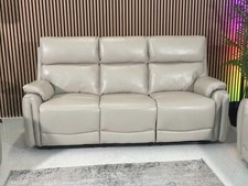 Torino Cream leather Sofa 3 and 2 Seater and Armchair Power Recliner With USB