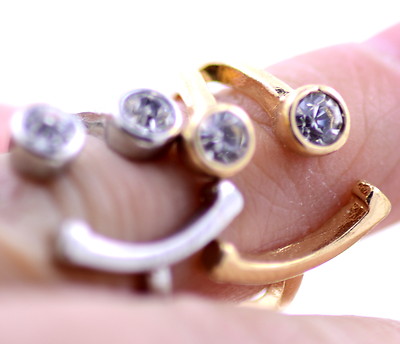 Gold / Silber Ton Kristall Auge Smiley Gesicht / Herz Ring, mehrere Auswahl