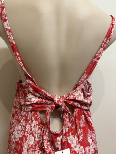 Cotton On Long Summer Dress Red Floral Size XL Brand new Bow on the Open back - Picture 4 of 17