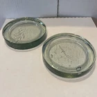 Unique Art Glass Candle Holders Coasters Recycled Bubble Handblown Blenko Style