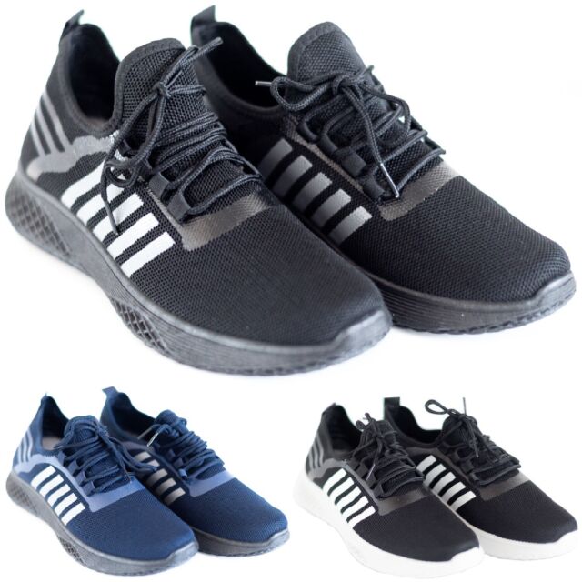 MENS LACE UP GYM FLAT LIGHTWEIGHT WALKING RUNNING SPORT SNEAKERS TRAINERS SHOES