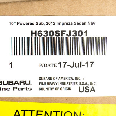 Subwoofer OEM Subaru Crosstrek Impreza - Kicker H630SFJ101 - Occasion Fonctionnel