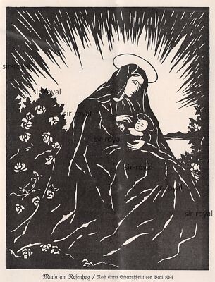 Maria am Rosenhag - Gerti Abel - 1927 ~13x17cm