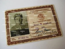 Indiana Jones War Department Identification Card Prop Cosplay Novelty