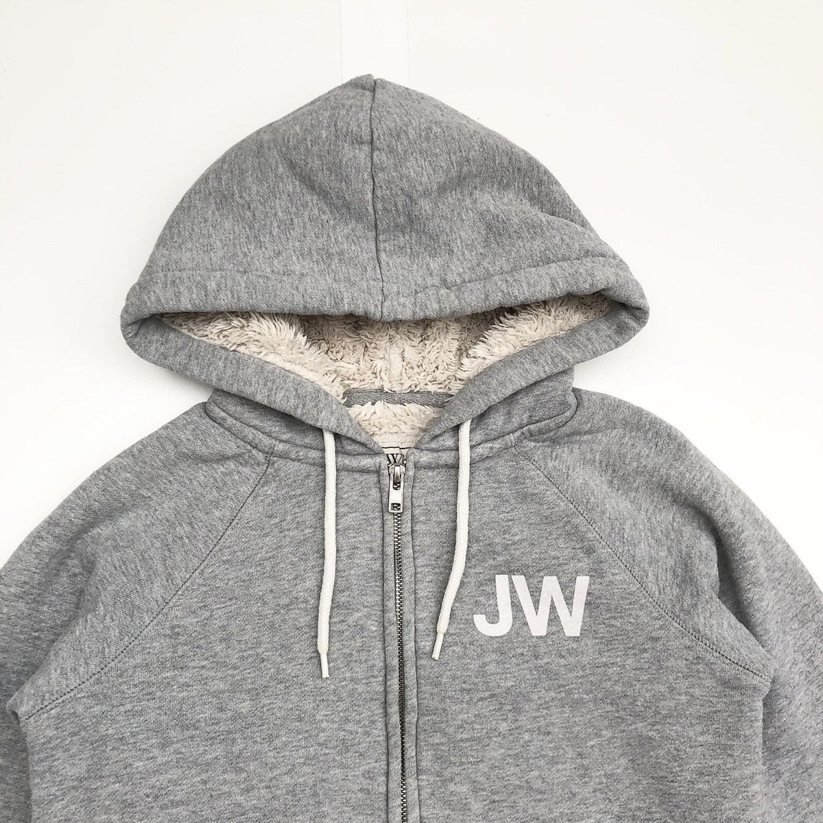Jack Wills Grey Sherpa Fleece Lined Hoodie Size UK