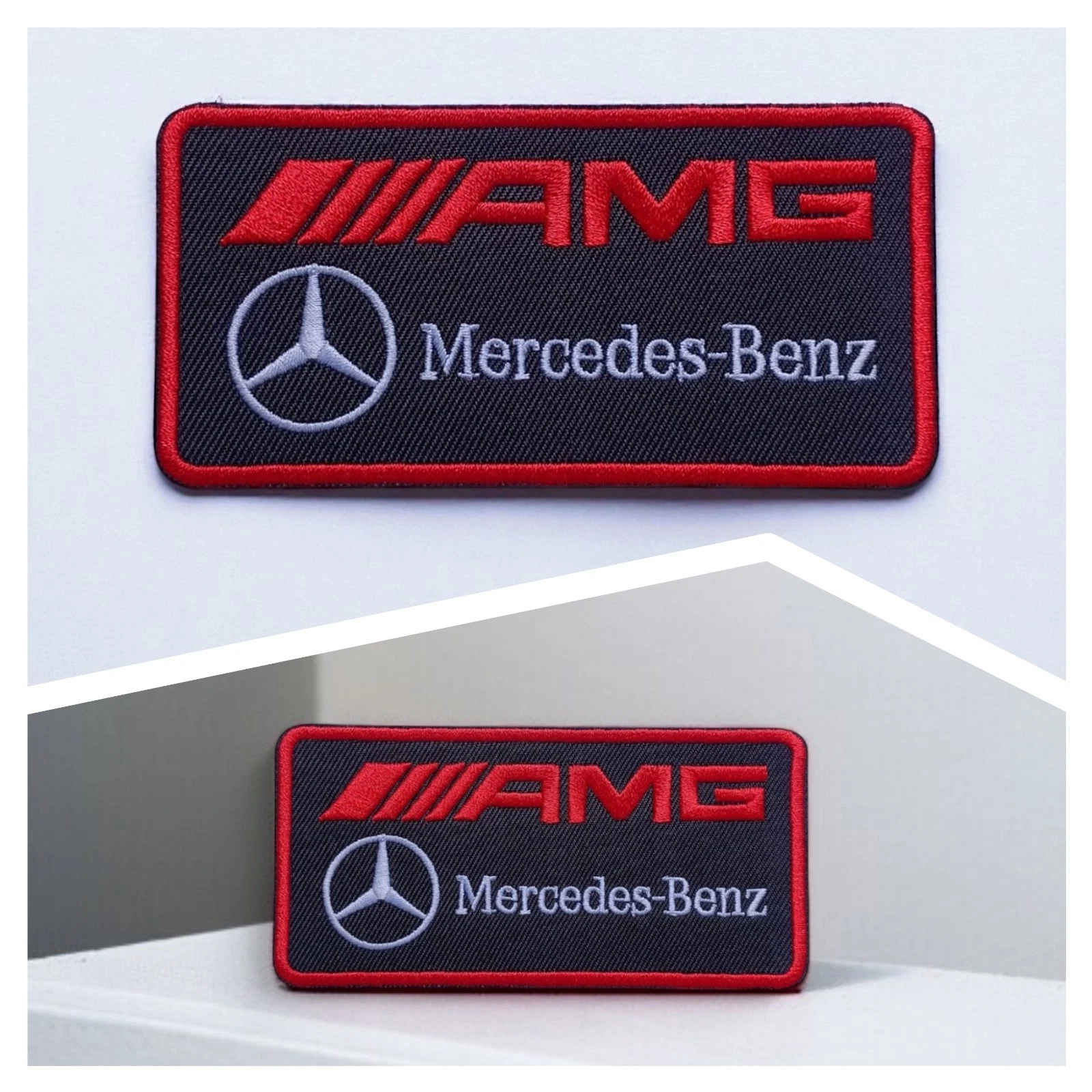 Self-Adhesive Embroidered Patch AMG Style Compatible with Mercedes 10x5cm