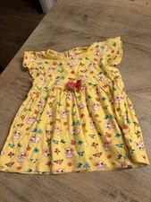Babyhug Baby Girl Yellow Bunny Floral Dress 3-6 Months Flutter Sleeve