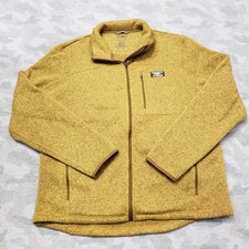 L.L. Bean Sweatshirt Mens Large Yellow Full Zip Pockets Slightly Fitted