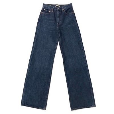 Levi's Ribcage Straight Jeans Womens Size 26 High Rise Dark Wash Blue Denim