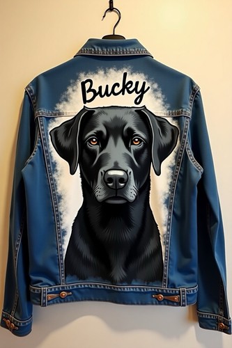 Custom Hand-Painted Dog Portrait Denim Jacket – Any Breed, Any Design!