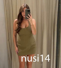 ZARA NEW WOMAN SHORT HALTER DRESS OPEN-BACK LIGHT KHAKI XS-XXL 4661/204/506
