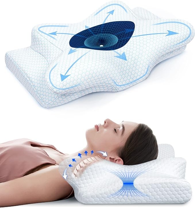 Регулируемая шейная подушка Emircey для облегчения боли в шее и плечах 3X - Темно-синий