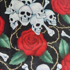 "Skulls" The Alexander Henry Fabric Collection 2002 Vtg NOS Approx. 18" x 42"