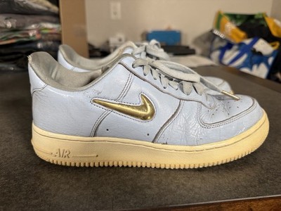Nike Air Force 1 Low Premium Mini Swoosh Light Blue Gold Men s Size 9 Rare