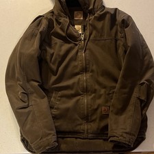 Berne Mens Brown Hooded Full Zip Lined Work J...