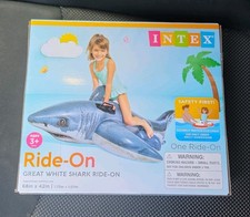Intex Shark Ride-On Water Toy Pool Float large 68in X 42in New Inflatable Floaty