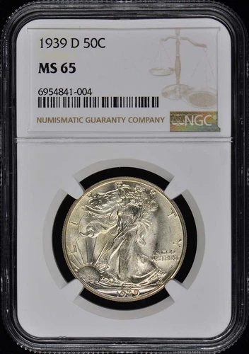 1939-D Walking Liberty Half Dollar 50C NGC MS65