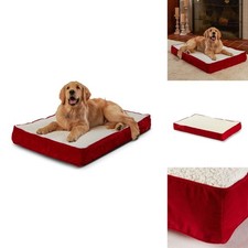 Happy Hounds Oscar Orthopedic Foam Sherpa Dog Bed, Small 36 x 24 in., Red