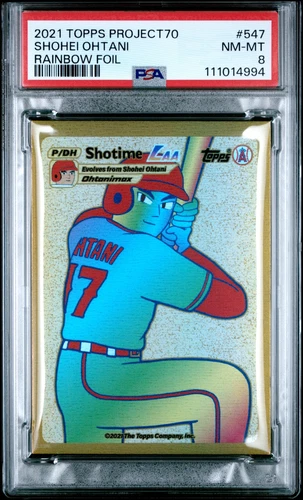 2021 TOPPS PROJECT70 RAINBOW FOIL #547 SHOHEI OHTANI 16/70 PSA 8