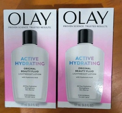 Olay Active Hydrating Beauty Fluid Light Weight Lotion Lot Of 2 6 Oz Ea D4