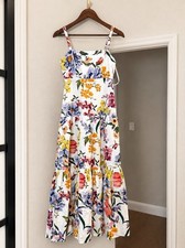NWT FARM Rio XXS Floral Midi Dress Tropical Botanical Print Tiered Sundress