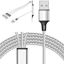 Multi Charging Cable, 4ft 2Pack USB C Splitter 3 in 1 Silver