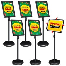 6Packs Adjustable Pedestal Sign Holder Stand 8.5''x11'', Floor Standing Poste...