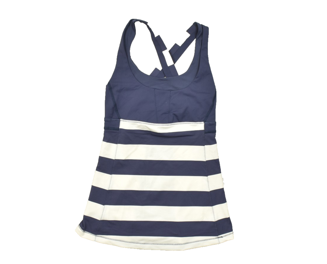 Lululemon Noivara Tank Top Size 4 Navy Blue White Striped