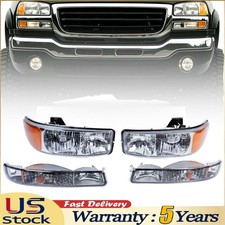 Pair Fit For 1999-2007 Gmc Sierra 1500 2000-2006 Yukon Chrome Headlight Assembly Pair Fit For 1999-2007 Gmc Sierra 1500 2000-2006 Yukon Chrome Headlight Assembly