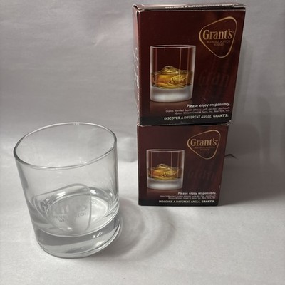 Lot Of 2, Vintage GRANTS Blended Scotch Whiskey Est 1887  Glass Whiskey Glasses