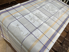 Art Deco mehrfarbiges Leinendamast Handtuch  um 1925