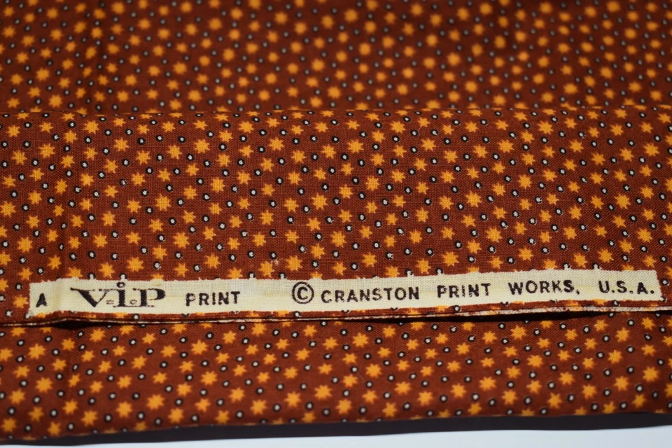 29"x 43" DE COLECCIÓN TELA DE ALGODÓN RETRO marrón naranja FLOR DE ESTRELLA lunares VIP delicado floral Foto 3 de 3