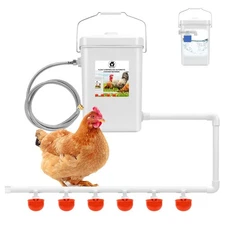 Automatic Chicken Waterer Float Controlled, 3 Gallons Poultry Waterer Dispens...