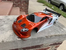 CUSTOM PAINTED RC BODY, 1/10 FORD GT LW 190MM, CANDY ORANGE, PEARL WHT, BLACK