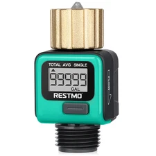 RESTMO Water Flow Meter with Brass Inlet Metal Thread for RV Water Tank Filling