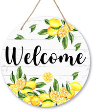 Welcome Summer Decor, Lemon Door Hanging Sign for Front Door Outside, Summer Hol
